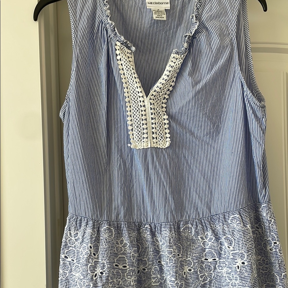 Liz Claiborne Blue Peplum Blouse with Bib Collar